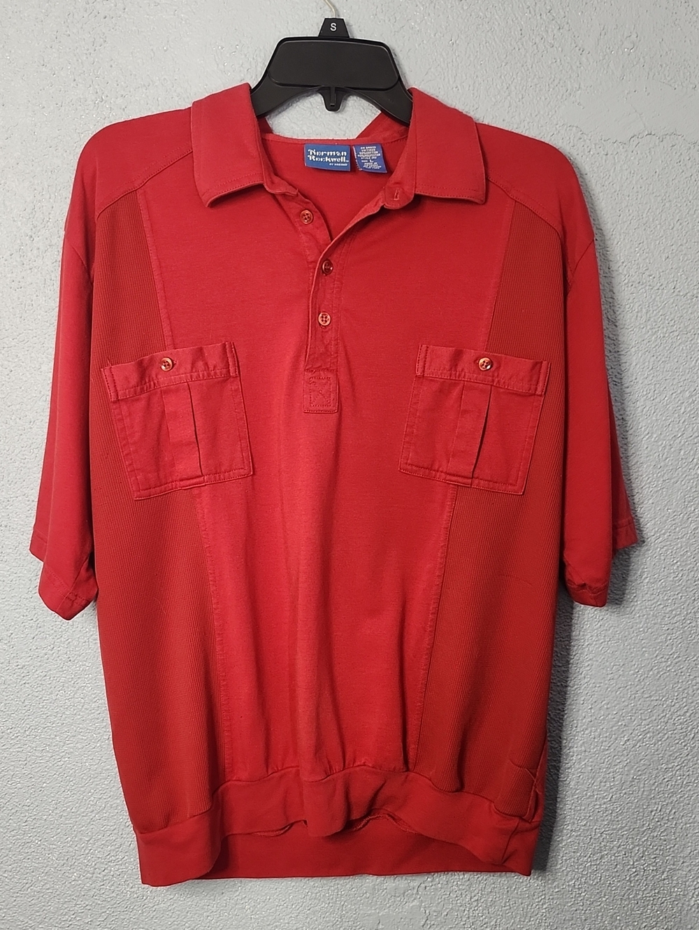 Norman Rockwell By Haband Red Short-Sleeve Polo with Dual Chest Pockets